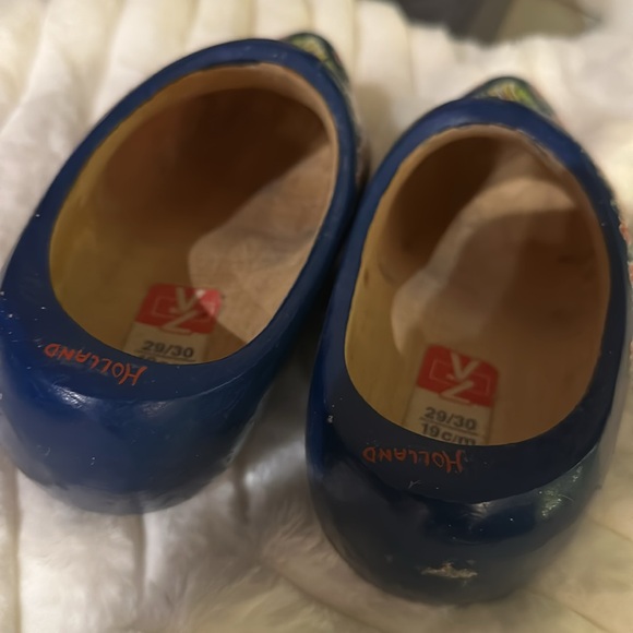 Wooden clogs shoes HOLLAND blue windmill flowers 29/30 kids 11.5 12 - Picture 4 of 9
